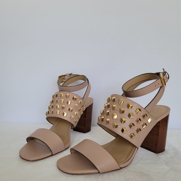 MICHAEL KORS Valencia Ankle Strap Leather Sandals- Oyster color- Women's Size 9M - Picture 1 of 13